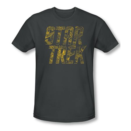Star Trek Shirt Slim Fit Schematic Logo Charcoal T-Shirt