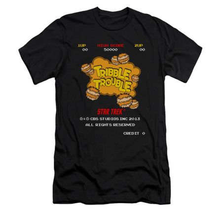 Star Trek Shirt Slim Fit Tribble Trouble Arcade Black T-Shirt