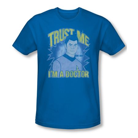 Star Trek Shirt Slim Fit Trust Me I'm A Doctor Royal Blue T-Shirt