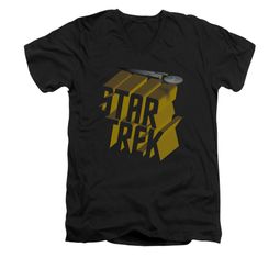 Star Trek Shirt Slim Fit V-Neck 3D Logo Black T-Shirt Star Trek Shirt Slim Fit V-Neck 3D Logo Black T-Shirt