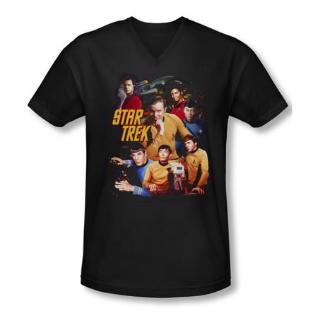 Star Trek Shirt Slim Fit V-Neck At The Controls Black T-Shirt