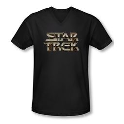 Star Trek Shirt Slim Fit V-Neck Steel Logo Black T-Shirt Star Trek Shirt Slim Fit V-Neck Steel Logo Black T-Shirt