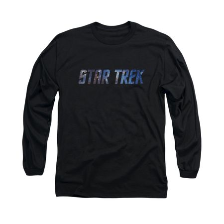 Star Trek Shirt Space Logo Long Sleeve Black Tee T-Shirt