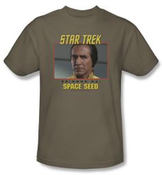 Star Trek Shirt Space Seed Adult Safari Green Tee T-Shirt