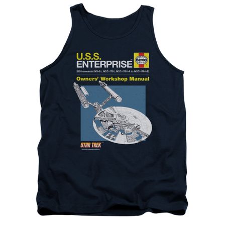 Star Trek Shirt Tank Top Enterprise Manual Navy Tanktop
