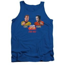 Star Trek Shirt Tank Top Kirk VS Khan Royal Blue Tanktop