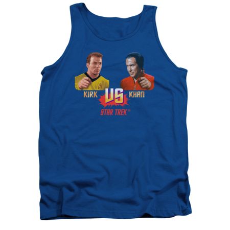 Star Trek Shirt Tank Top Kirk VS Khan Royal Blue Tanktop