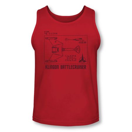 Star Trek Shirt Tank Top Klingon Battlecruiser Red Tanktop