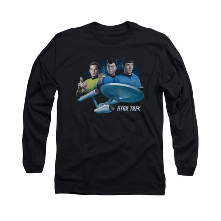 Star Trek Shirt The Main Three Long Sleeve Black Tee T-Shirt
