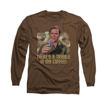 Star Trek Shirt Tribble Coffee Long Sleeve Brown Tee T-Shirt