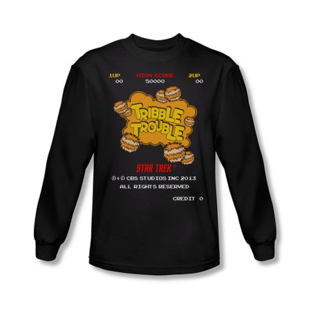 Star Trek Shirt Tribble Trouble Arcade Long Sleeve Black Tee T-Shirt