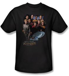 Star Trek Shirt Voyager Crew Adult Black Tee T-Shirt