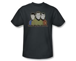 Star Trek T-shirt - Chicks Dig The Uniform Adult Charcoal