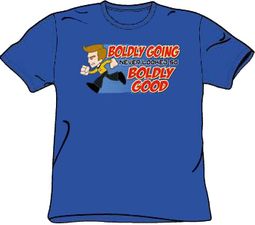 Star Trek T-shirt - Kirk Boldly Going Adult Royal Blue