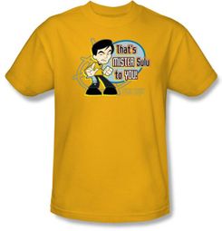 Star Trek T-shirt - Mr Sulu To You Cartoon Adult Gold