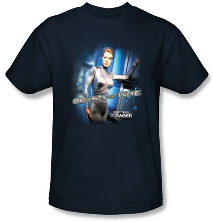 Star Trek T-shirt - Voyager Seven Of Nine Adult Navy