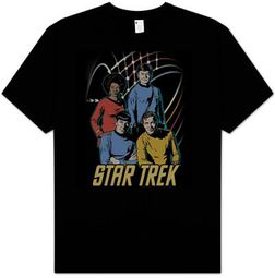 Star Trek T-shirt - Warp Factor 4 Retro Adult Black