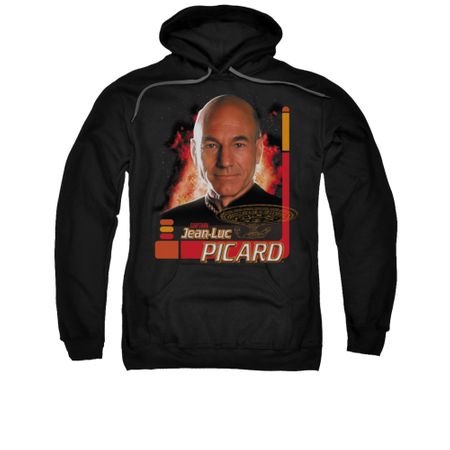 Star Trek - The Next Generation Hoodie Sweatshirt Captain Picard Black Adult Hoody Sweat Shirt