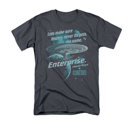 Star Trek - The Next Generation Shirt Never Forget Adult Charcoal Tee T-Shirt