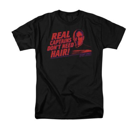 Star Trek - The Next Generation Shirt Real Captain Adult Black Tee T-Shirt