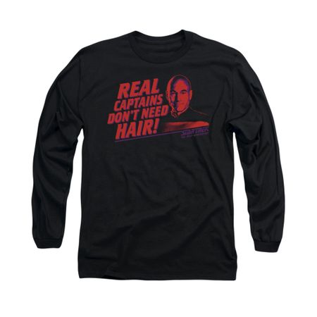 Star Trek - The Next Generation Shirt Real Captain Long Sleeve Black Tee T-Shirt
