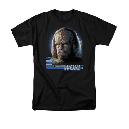 Star Trek - The Next Generation Shirt TNG Worf Adult Black Tee T-Shirt