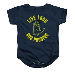 Star Trek - The Original Series Baby Romper Live Long Hand Navy Infant Babies Creeper Star Trek - The Original Series Baby Romper Live Long Hand Navy Infant Babies Creeper