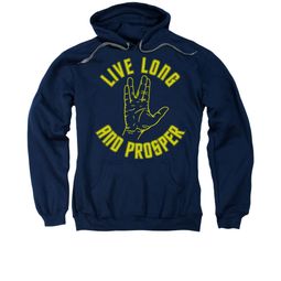 Star Trek - The Original Series Hoodie Sweatshirt Live Long Hand Navy Adult Hoody Sweat Shirt Star Trek - The Original Series Hoodie Sweatshirt Live Long Hand Navy Adult Hoody Sweat Shirt