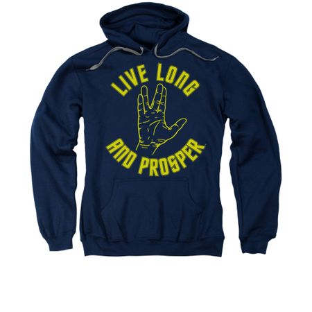 Star Trek - The Original Series Hoodie Sweatshirt Live Long Hand Navy Adult Hoody Sweat Shirt