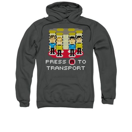 Star Trek - The Original Series Hoodie Sweatshirt Press A To Transport Charcoal Adult Hoody Sweat Shirt