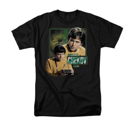 Star Trek - The Original Series Shirt Ensign Chekov Adult Black Tee T-Shirt