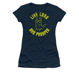 Star Trek - The Original Series Shirt Juniors Live Long Hand Navy Tee T-Shirt Star Trek - The Original Series Shirt Juniors Live Long Hand Navy Tee T-Shirt