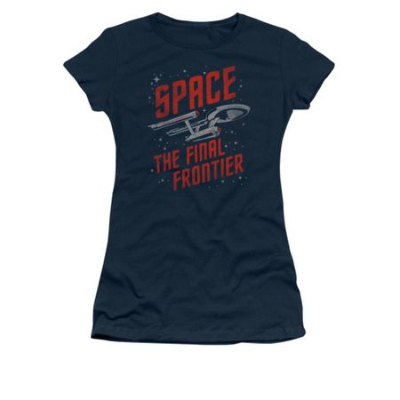 Star Trek - The Original Series Shirt Juniors Space Travel Navy Tee T-Shirt