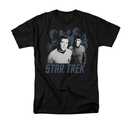 Star Trek - The Original Series Shirt Kirk Spock And Company Adult Black Tee T-Shirt