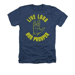 Star Trek - The Original Series Shirt Live Long Hand Adult Heather Navy Tee T-Shirt Star Trek - The Original Series Shirt Live Long Hand Adult Heather Navy Tee T-Shirt