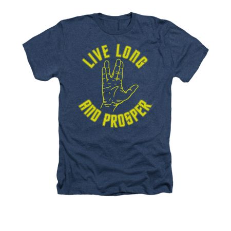 Star Trek - The Original Series Shirt Live Long Hand Adult Heather Navy Tee T-Shirt