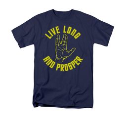 Star Trek - The Original Series Shirt Live Long Hand Adult Navy Tee T-Shirt Star Trek - The Original Series Shirt Live Long Hand Adult Navy Tee T-Shirt