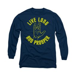Star Trek - The Original Series Shirt Live Long Hand Long Sleeve Navy Tee T-Shirt Star Trek - The Original Series Shirt Live Long Hand Long Sleeve Navy Tee T-Shirt