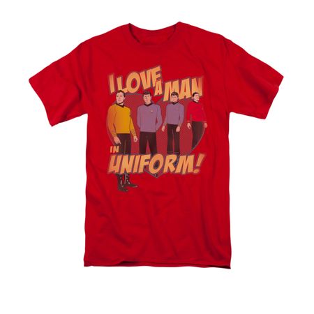 Star Trek - The Original Series Shirt Man In Uniform Adult Red Tee T-Shirt