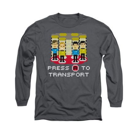 Star Trek - The Original Series Shirt Press A To Transport Long Sleeve Charcoal Tee T-Shirt
