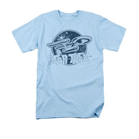 Star Trek - The Original Series Shirt Retro Enterprise Crew Adult Light Blue Tee T-Shirt