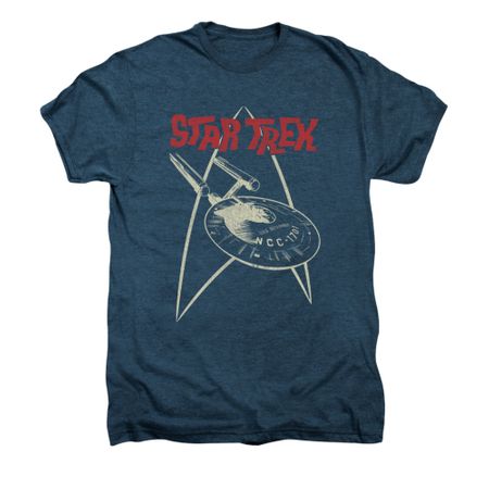 Star Trek - The Original Series Shirt Ship Symbol Adult Indigo Heather Tee T-Shirt