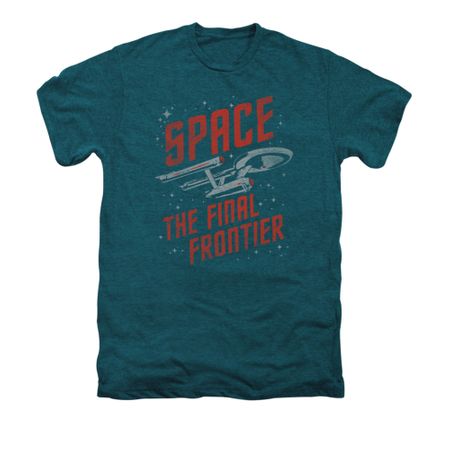 Star Trek - The Original Series Shirt Space Travel Adult Deep Teal Heather Tee T-Shirt