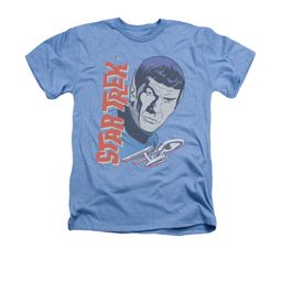 Star Trek - The Original Series Shirt Vintage Spock Adult Heather Light Blue Tee T-Shirt
