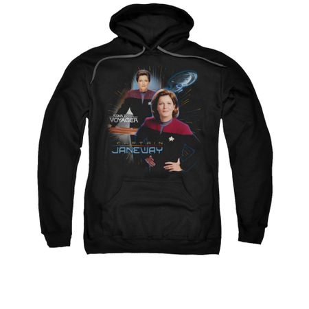 Star Trek - Voyager Hoodie Sweatshirt Captain Janeway Black Adult Hoody Sweat Shirt