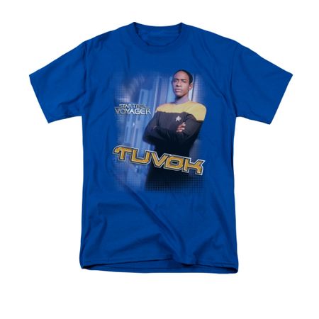 Star Trek - Voyager Shirt Tuvok Adult Royal Blue Tee T-Shirt