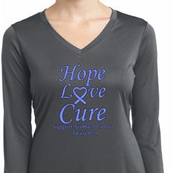 Stomach Cancer Hope Love Cure Ladies Dry Wicking Long Sleeve Stomach Cancer Hope Love Cure Ladies Dry Wicking Long Sleeve