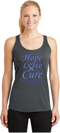 Stomach Cancer Hope Love Cure Ladies Dry Wicking Racerback