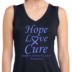 Stomach Cancer Hope Love Cure Ladies Dry Wicking Tank Top Stomach Cancer Hope Love Cure Ladies Dry Wicking Tank Top