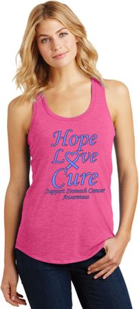 Stomach Cancer Hope Love Cure Ladies Racerback